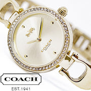 Coach Park Diamonds Gold Dial Gold Steel Strap Watch for Women - 14503171