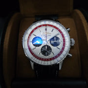 Breitling Navitimer B01 Chronograph 43 Boeing 747 White Dial Black Leather Strap Watch for Men - AB01383B1G1P1