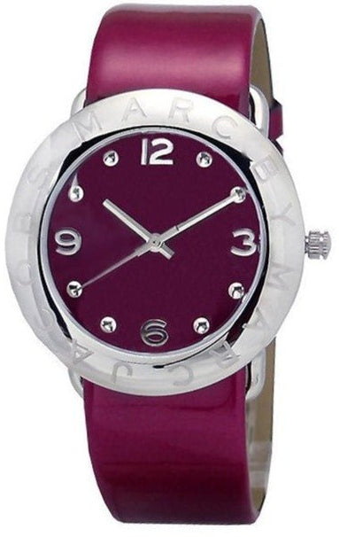 Marc Jacobs Amy Purple Dial Red Leather Strap Watch for Women - MBM1138