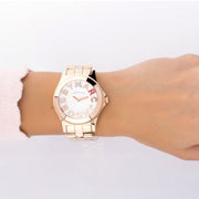 Marc Jacobs Rivera White Dial Rose Gold Steel Strap Watch for Women - MBM3138