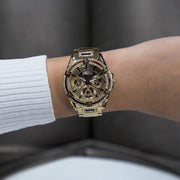 Guess Queen Quartz Gold Dial Gold Steel Strap Watch For Women - GW0464L2