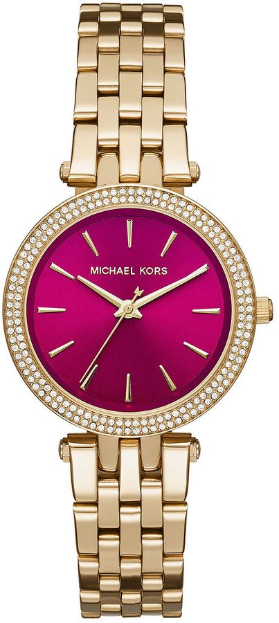 Michael Kors Darci Pink Dial Gold Steel Strap Watch for Women - MK3444