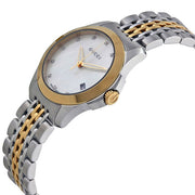 Gucci G Timeless Diamonds Mother of Pearl Dial Two Tone Mesh Bracelet Watch for Women - YA126513