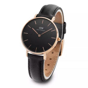 Daniel Wellington Classic Sheffield Black Dial Black Leather Strap Watch For Women - DW00100139