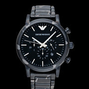 Emporio Armani Luigi Chronograph Black Dial Black Steep Strap Watch For Men - AR11045
