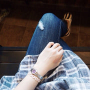 Marc Jacobs Amy Purple Dial Silver Steel Strap Watch for Women - MBM3228