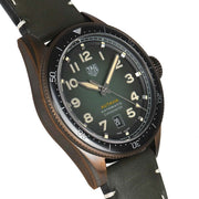 Tag Heuer Autavia Calibre 5 Automatic Olive Green Dial Green Leather Strap Watch for Men - WBE5190.FC8268