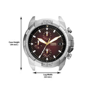 Fossil Bronson Chronograph Red Dial Silver Steel Strap Watch for Men - FS5878