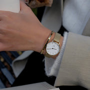 Daniel Wellington Classic Petite Evergold White Dial Gold Mesh Bracelet Watch For Women - DW00100350