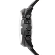 Diesel Mega Chief Chronograph Black Dial Black Leather Strap Watch For Men - DZ4323