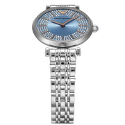 Emporio Armani Gianni T-Bar Quartz Blue Dial Silver Steel Strap Watch For Women - AR11594