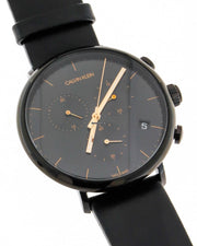 Calvin Klein High Noon Black Dial Black Leather Strap Watch for Men - K8M274CB