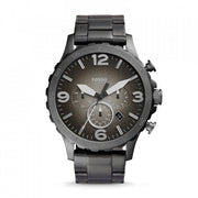 Fossil Nate Chronograph Gunmetal Dial Grey Steel Strap Watch for Men - JR1437
