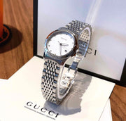 Gucci G Timeless Diamonds Mother of Pearl Dial Silver Steel Strap Watch For Women - YA126510