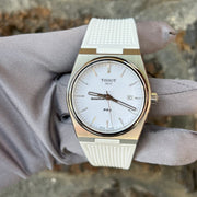 Tissot PRX 40 White Dial White Rubber Strap Watch For Men -  T137.410.17.011.00
