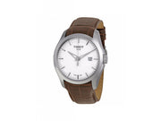 Tissot T Classic Couturier Chronograph White Dial Brown Leather Strap Watch For Men - T035.410.16.031.00
