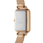 Daniel Wellington Quadro Pressed Melrose White Dial Rose Gold Mesh Strap Watch For Women - DW00100465