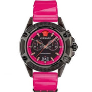 Versace Icon Active Chronograph Black Dial Pink Rubber Strap Watch For Men - VEZ700221