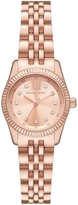 Michael Kors Lexington Three Hand Rose Gold Dial Rose Gold Steel Strap Watch For Women - MK4739