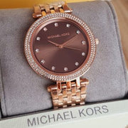 Michael Kors Darci Brown Dial Rose Gold Stainless Steel Strap Watch for Women - MK3217