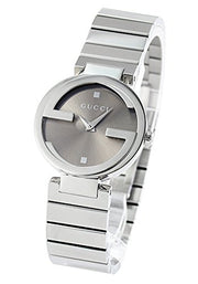 Gucci Interlocking G Brown Dial Silver Steel Strap Watch For Women - YA133506