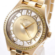 Marc Jacobs Henry Transparent Gold Dial Gold Steel Strap Watch for Women - MBM3338