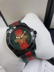 Gucci Dive Green & Red Dial Green & Red Nylon Strap Watch For Men - YA136216