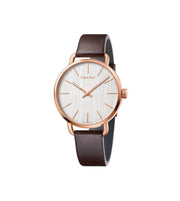 Calvin Klein Even White Dial Brown Leather Strap Watch for Women - K7B236G6