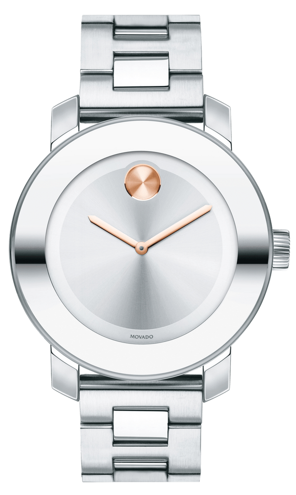 Movado Bold Silver Dial Silver Steel Strap Watch For Women - 3600084