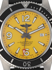 Breitling Superocean II Automatic 44mm Yellow Dial Silver Steel Strap Watch for Men - A17367021I1A1
