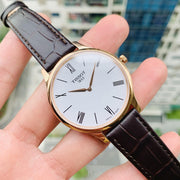 Tissot Tradition 5.5 White Dial Brown Leather Strap Watch for Men - T063.409.36.018.00