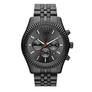 Michael Kors Lexington Chronograph Black Dial Black Steel Strap Watch for Men - MK8320