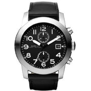Marc Jacobs Larry Chronograph Black Dial Black Leather Strap Watch for Men - MBM5054