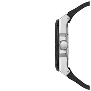 Guess Legacy White Dial Black Rubber Strap Watch For Men - W1049G3