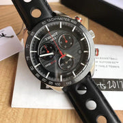 Tissot PRS 516 Chronograph Black Dial Black Leather Strap Watch For Men - T100.417.16.051.00