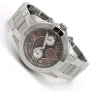Marc Jacobs Rock Chronograph Mother of Pearl Grey Dial Silver Steel Strap Watch for Women - MBM3250