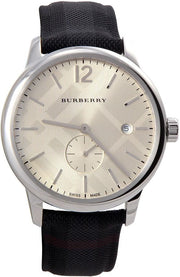 Burberry Classic Round Cream Dial Black Leather Strap Watch for Men - BU10008