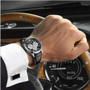 Hugo Boss Driver Chronograph Black Dial Black Leather Strap Watch for Men - 1512879