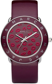 Marc Jacobs Amy Red Dial Burgundy Leather Strap Watch for Women - MBM1162