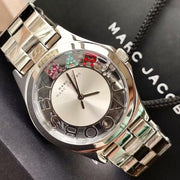 Marc Jacobs Henry Skeleton Silver Dial Silver Steel Strap Watch for Women - MBM3262