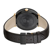 Versace V-Metal Icon Black Dial Black Leather Strap Watch For Men - VQL030015