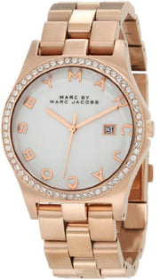 Marc Jacobs Henry Diamonds White Dial Rose Gold Steel Strap Watch for Women - MBM3079