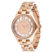 Marc Jacobs Henry Transparent Rose Gold Dial Rose Gold Steel Strap Watch for Women - MBM3339