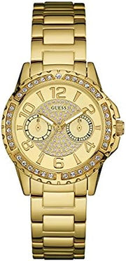 Guess Sassy Analog Quartz Gold Dial Gold Steel Strap Watch For Women - W0705L2