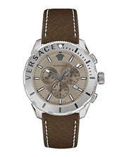Versace Casual Chronograph Grey Dial Brown Leather Strap Watch for Men - VERG001-18