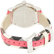 Burberry The City White Dial Haymarket Pink Leather Strap Watch for Women - BU9149