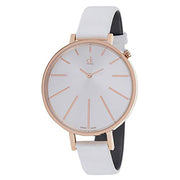 Calvin Klein Equal Silver Dial White Leather Strap Watch for Women - K3E236L6