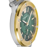 Versace Greca Green Dial Silver Steel Strap Watch for Men - VEVI00420