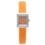 Gucci G-Frame Square Mother of Pearl Orange Dial Orange Leather Strap Watch For Women - YA128532