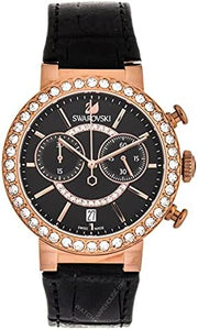 Swarovski Citra Sphere Chronograph Black Dial Black Leather Strap Watch for Women - 5055209